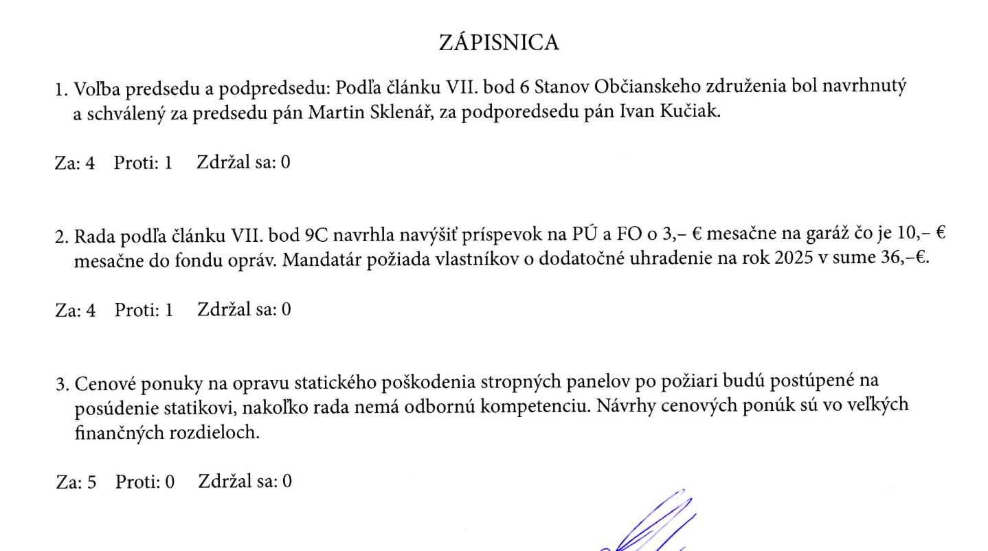 Zápisnica rady 03.11.2025